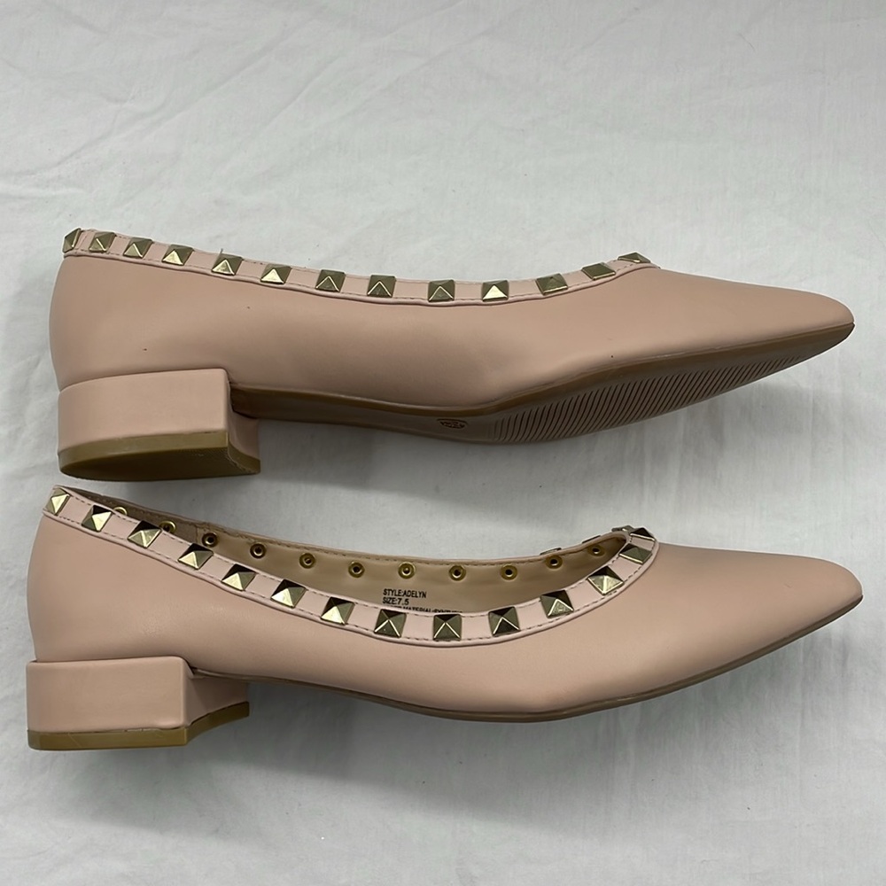 NEW! Lulus Adelyn Nude Studded Low Pointed-Toe Heels. 7.5. - Picture 13 of 15